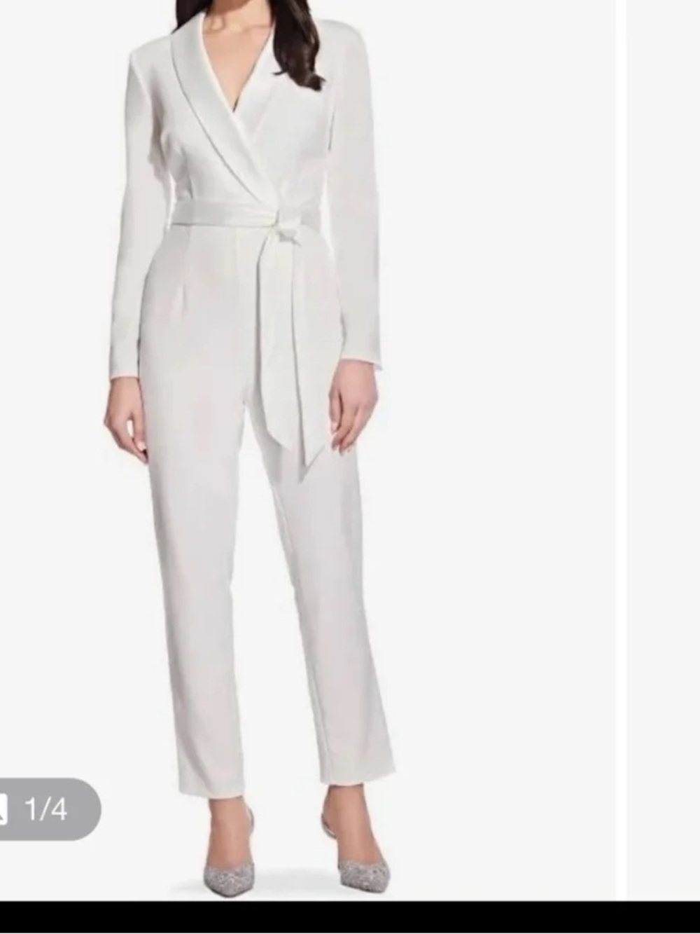 Adrianna Papell White Wrap Belted Jumpsuit